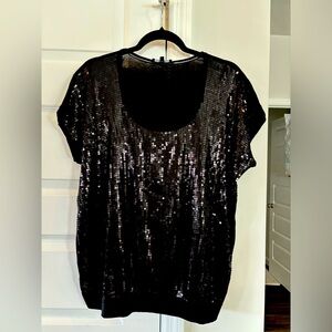 Beautiful black sequin front / cotton black Express shirt
